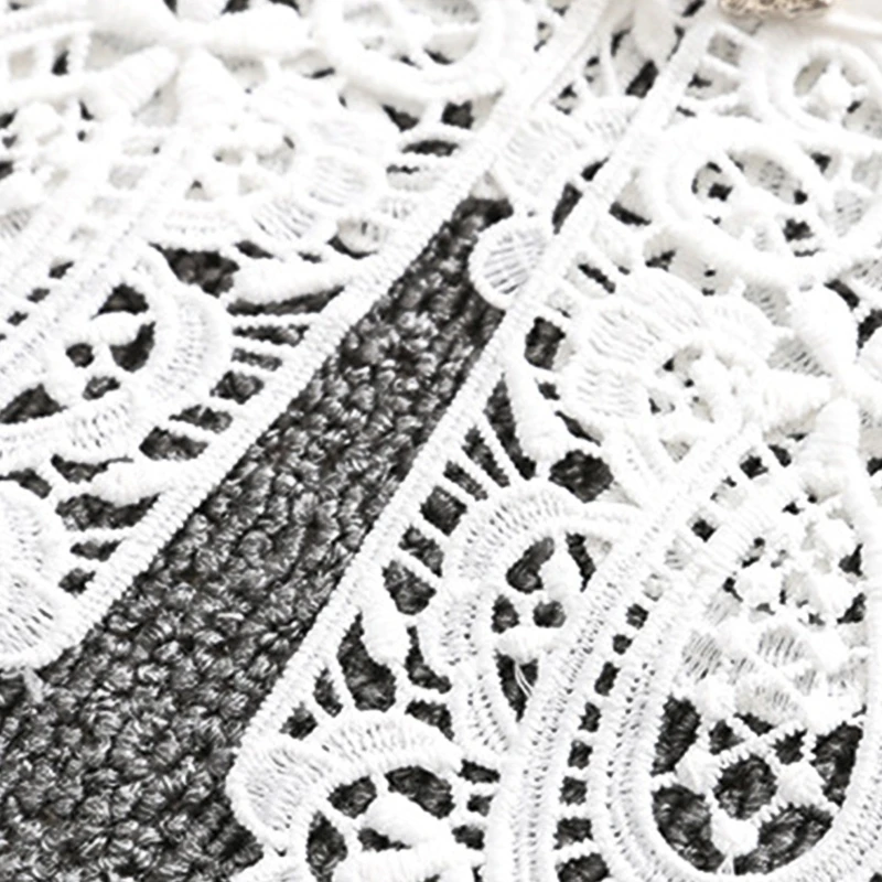 

Women Girls Sweet Hollow Out Lace Lolita White Fake Collar Shawl Lace-Up Buckle Decorative Necklace Choker Short Poncho
