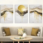 Золотое искусство, Классическая Роскошная картина, домашний декор, настенная живопись, абстрактные линии, пейзаж, плакат и принт для гостиной