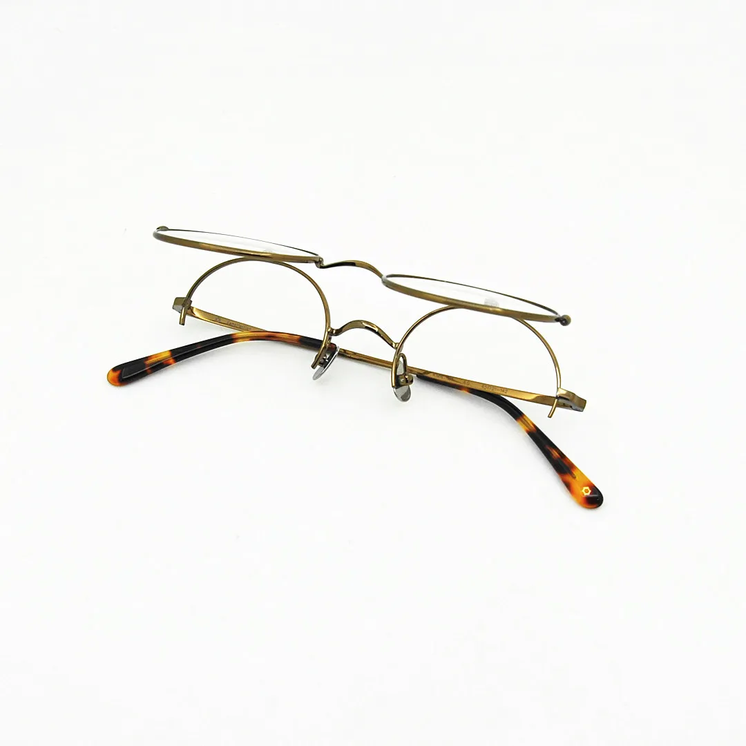 Belight Optical Titanium Flip Design Ultra Light  Men Prescription Round Vintage Retro Eyeglasses Spectacle Frame Eyewear KMN45
