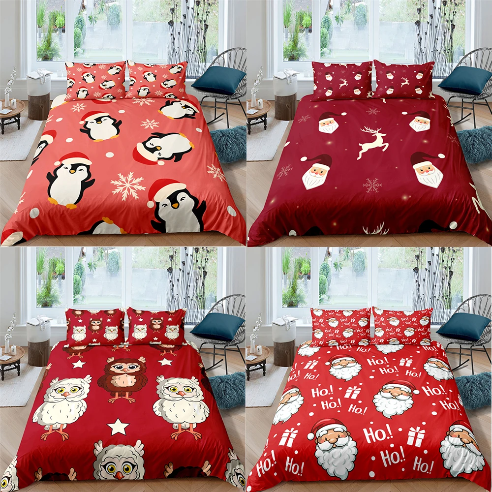 

Merry Christmas 3D Printed Bedding Set Queen/Twin/King Size Duvet Cover Set Santa Claus Decoration for Home Textiles