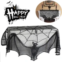 hallowen spider tablecloth black lace spider web bat fireplace cover table runner party decoration curtain cosplay prop supplies