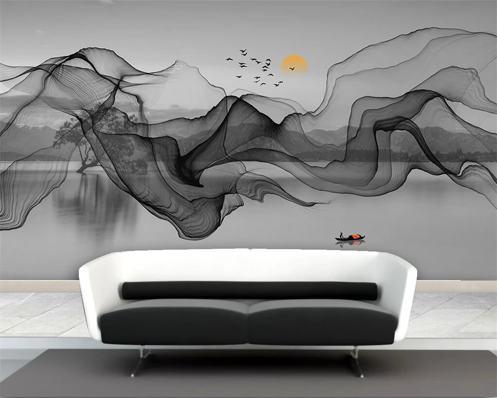 

beibehang Customized modern new papier peint artistic conception landscape abstract line living room TV background wallpaper