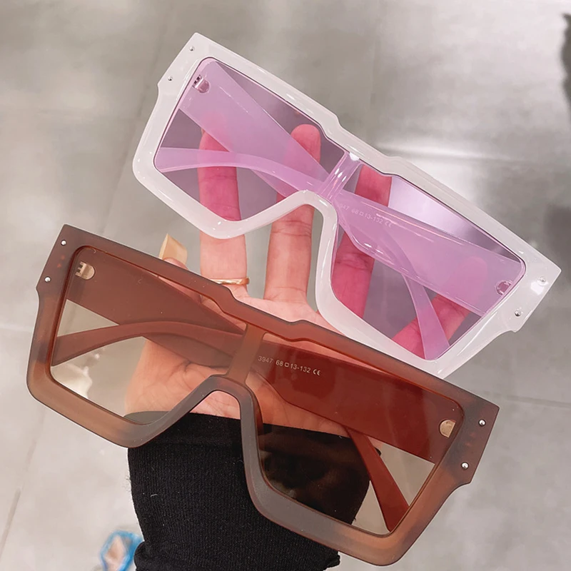 

Солнцезащитные очки мужские и женские, квадратные, с прозрачными розовыми линзами, UV400