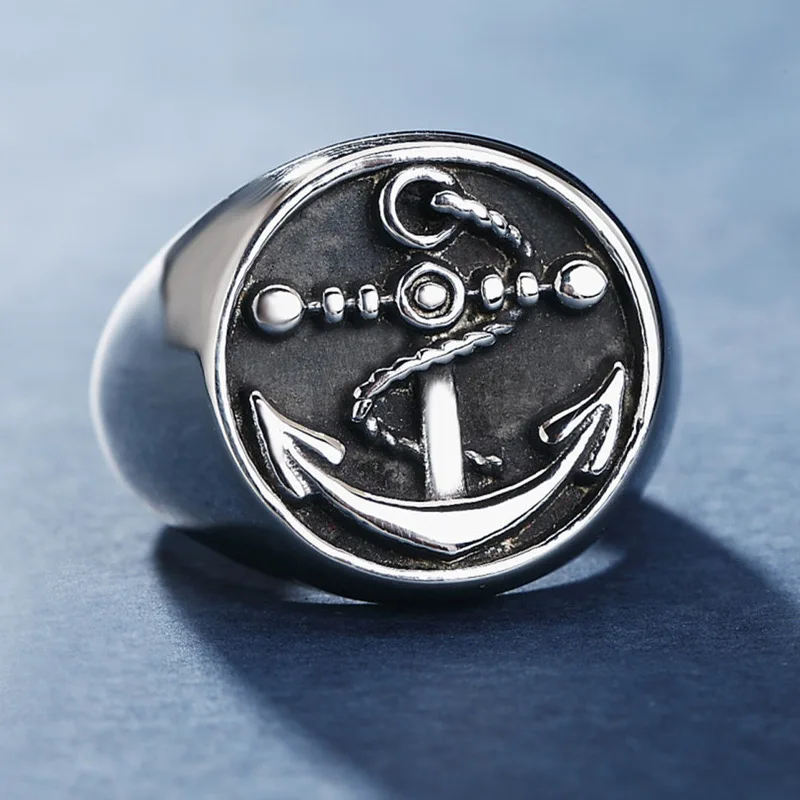 

Винтажное кольцо с якорем викингов из нержавеющей стали, яркое полированное кольцо, мужской модный амулет, ювелирные изделия в подарок