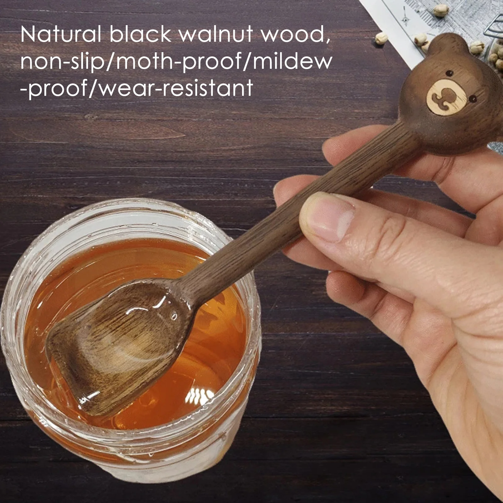 Медведь Мини столовые приборы деревянные ложки посуда из орехового дерева