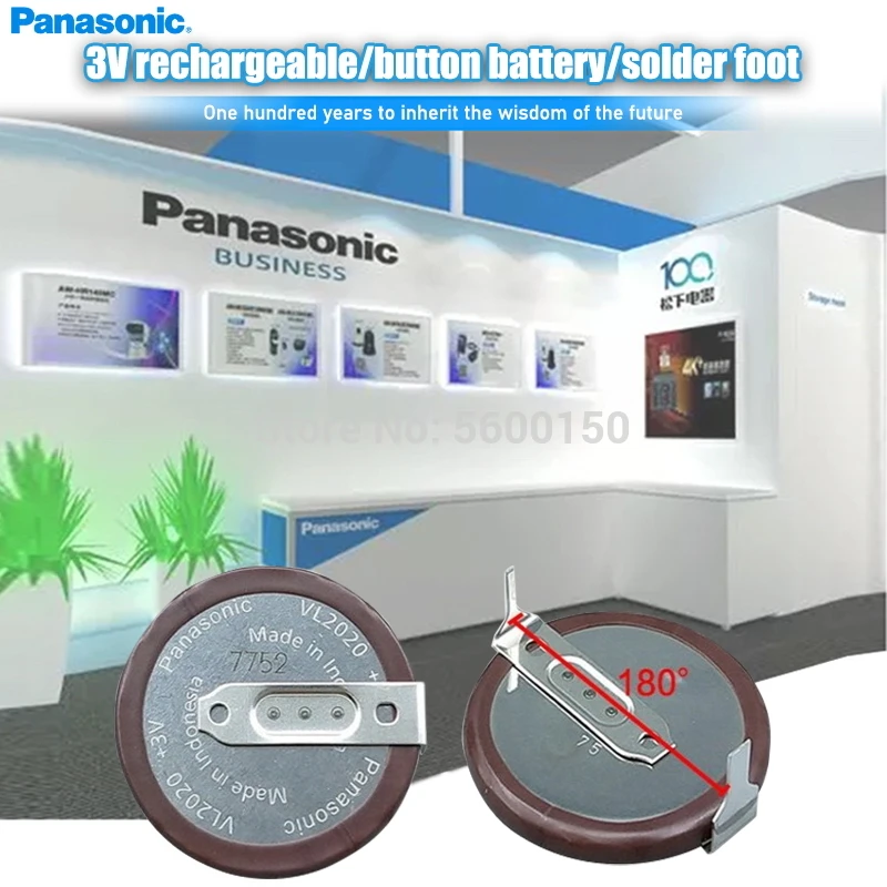 100% оригинальный Panasonic VL2020 3 в 20 мАч Монетный Тип перезаряжаемый 180 градусов
