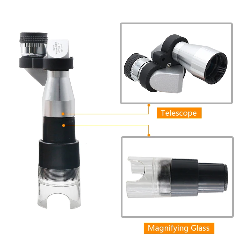 Монокуляр 30X Карманный с увеличением 8х и зажимом для телефона наблюдения за