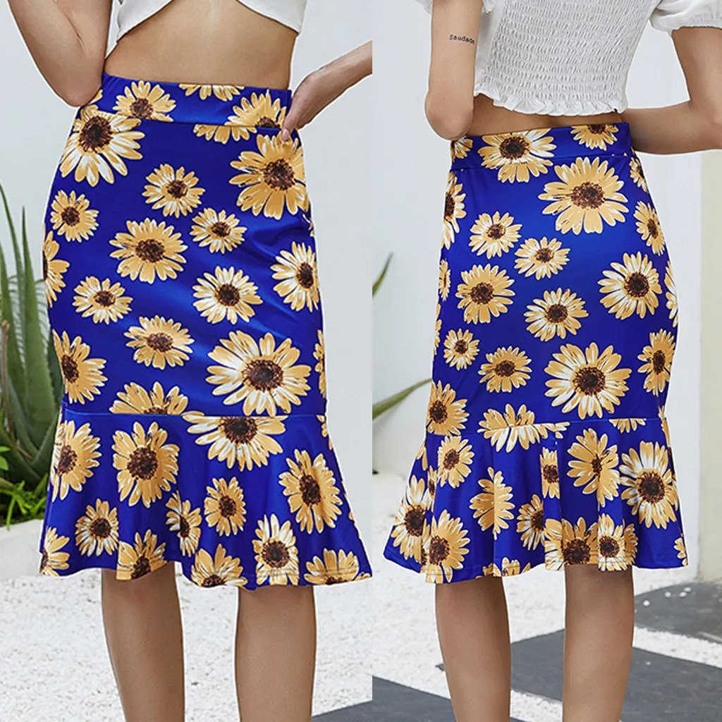 2020 цветная длинная юбка с принтом модная женская высокой талией трапециевидная