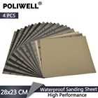POLIWELL 4 шт. 280x230 мм Высокопроизводительные водонепроницаемые шлифовальные листы Влажная и сухая наждачная бумага для металлической деревянной мебели полировка автомобиля