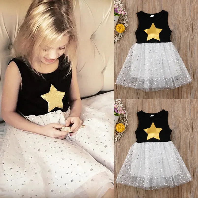 

Fashion Stars Baby Girls Tutu Dress Lace Princess Party Pageant Dresses Kids Clothes