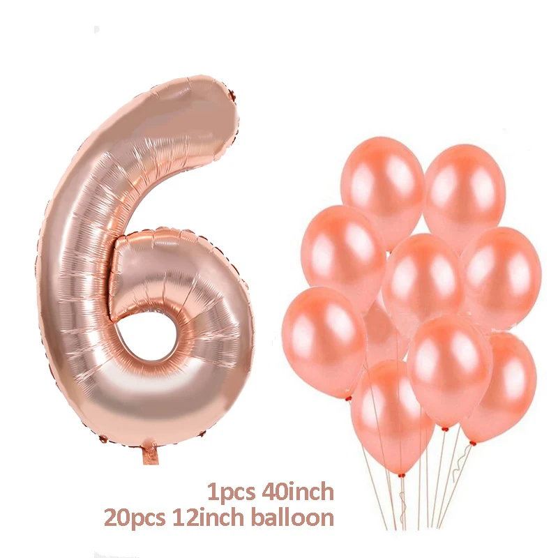 balloons set 6 MEIDDING/вечерние одноразовые столовые приборы цвета розового золота; соломинки для чашек шампанского; декор для вечеринки в честь первого дня рождения; вечерние принадлежности для малышей - Цвет: balloons set 6