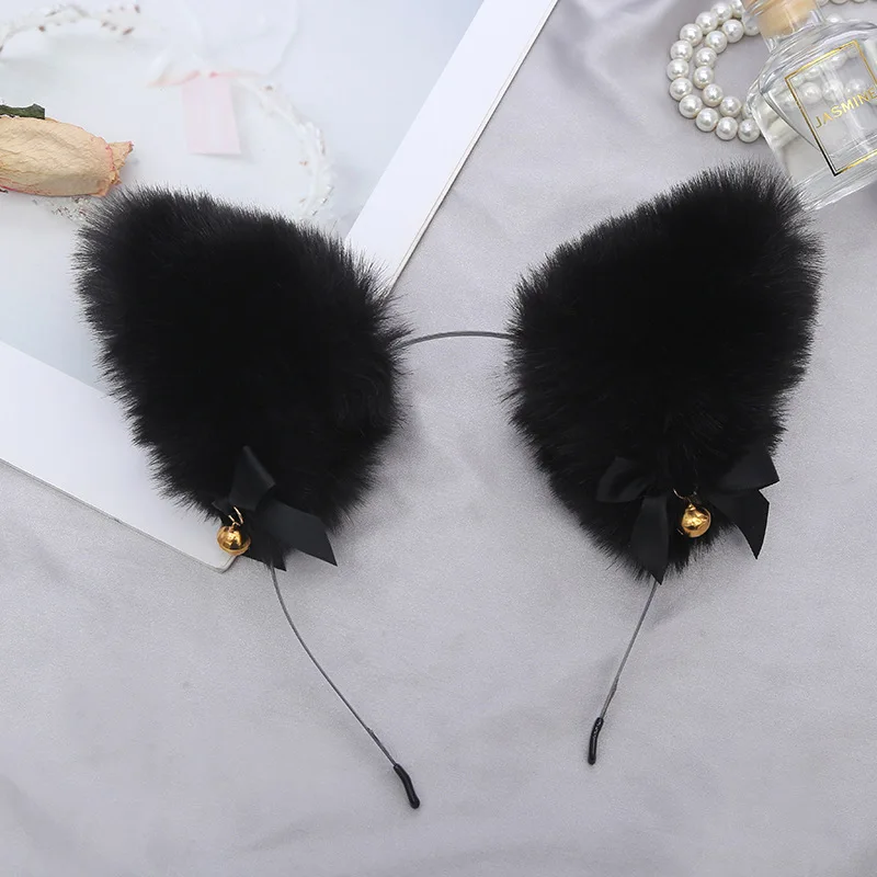 Милые обручи для волос с кошачьими ушками резинки колокольчиком косплея