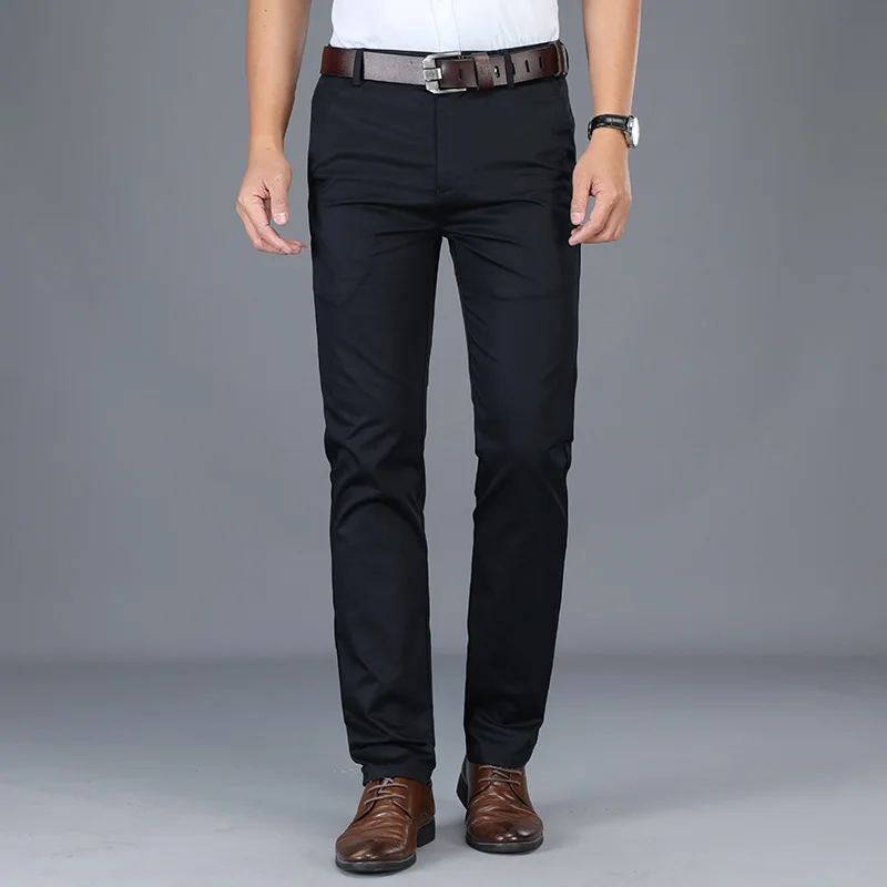

SHAN BAO high-quality mercerized cotton stretch men's fit straight lightweight casual pants spring and summer fashion trousers