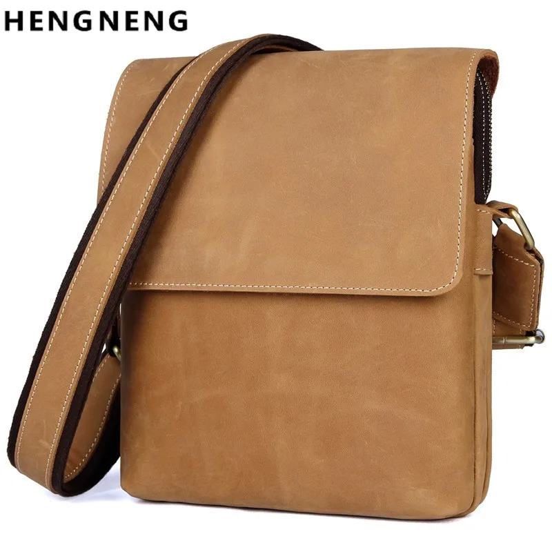 Man Flap Bag Genuine Leather Men Shoulder Bag Male Satchel Handbag Bussiness Document Messenger Bag Men's Crossbody Bags For Men