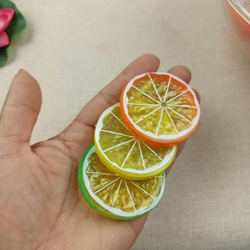 

5Pcs/Pack Artificial Fruit Simulation Lemon Slices 3Colors Polyfoam Christmas Fruit Ornament Wedding Decoration 5CM