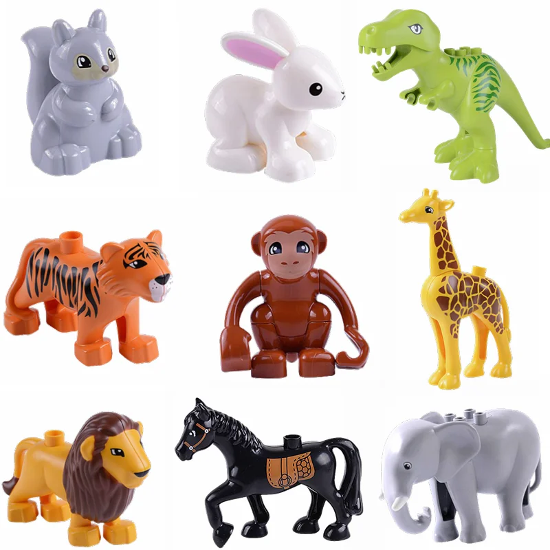 DIY Duplo строительные блоки большого размера животных аксессуары рисунок обезьяны