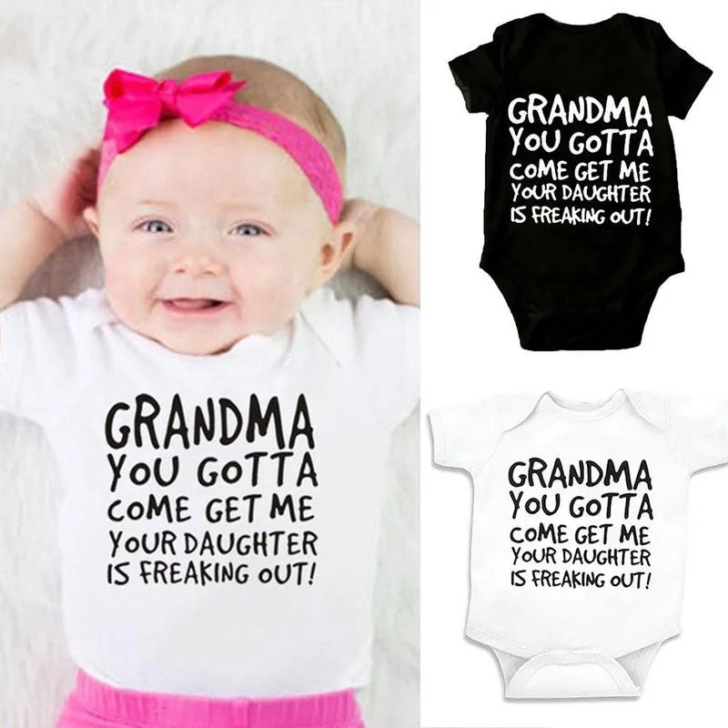 

Grandma You Gotta Come Get Me Infant Baby Girls Kids Sleeve Romper Outfits Playsuit Jumpsuit Baby Romper