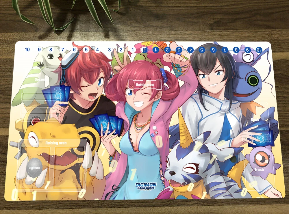 

Digimon Adventure Family Duel Playmat Trading Card Game Mat DTCG CCG Mat Mouse Desk Pad Table Gaming Play Mat & Zones Free Bag