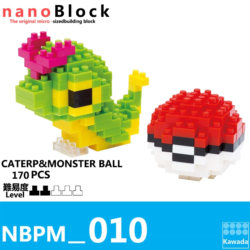 Nanoblock Покемон Пикачу NBPM-010 гусеница и монстербол 170 шт аниме мультфильм Алмаз