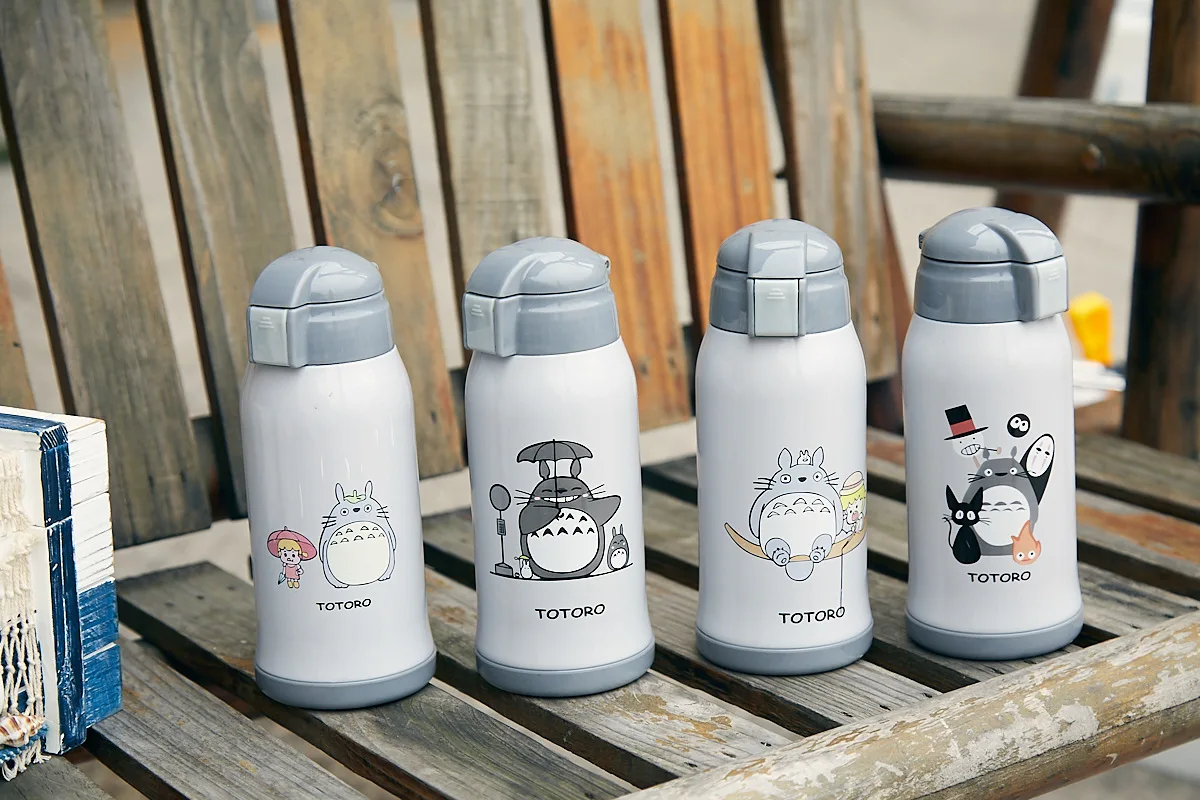 Oussirro 600 мл Totoro прекрасный термос милый детский термос с кружка с соломкой 304 термос из нержавеющей стали