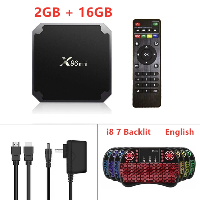 2G 16G i8 7 Backlit X96 Мини ТВ коробка Android 7,1 2 Гб 16 Гб Amlogic S905W четырехъядерный X96 мини роутер Android S905W 4K 2.4GH wifi 1 ГБ 8 ГБ X 96 мини - Цвет: 2G 16G i8 7 Backlit