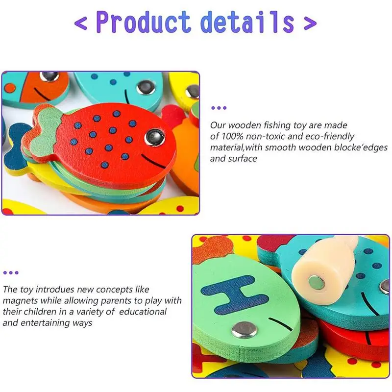 

Wooden Fishing Game for Kids Pretend Play Magnetic Alphabet Fish Toys Educational Toys for Boys and Girls