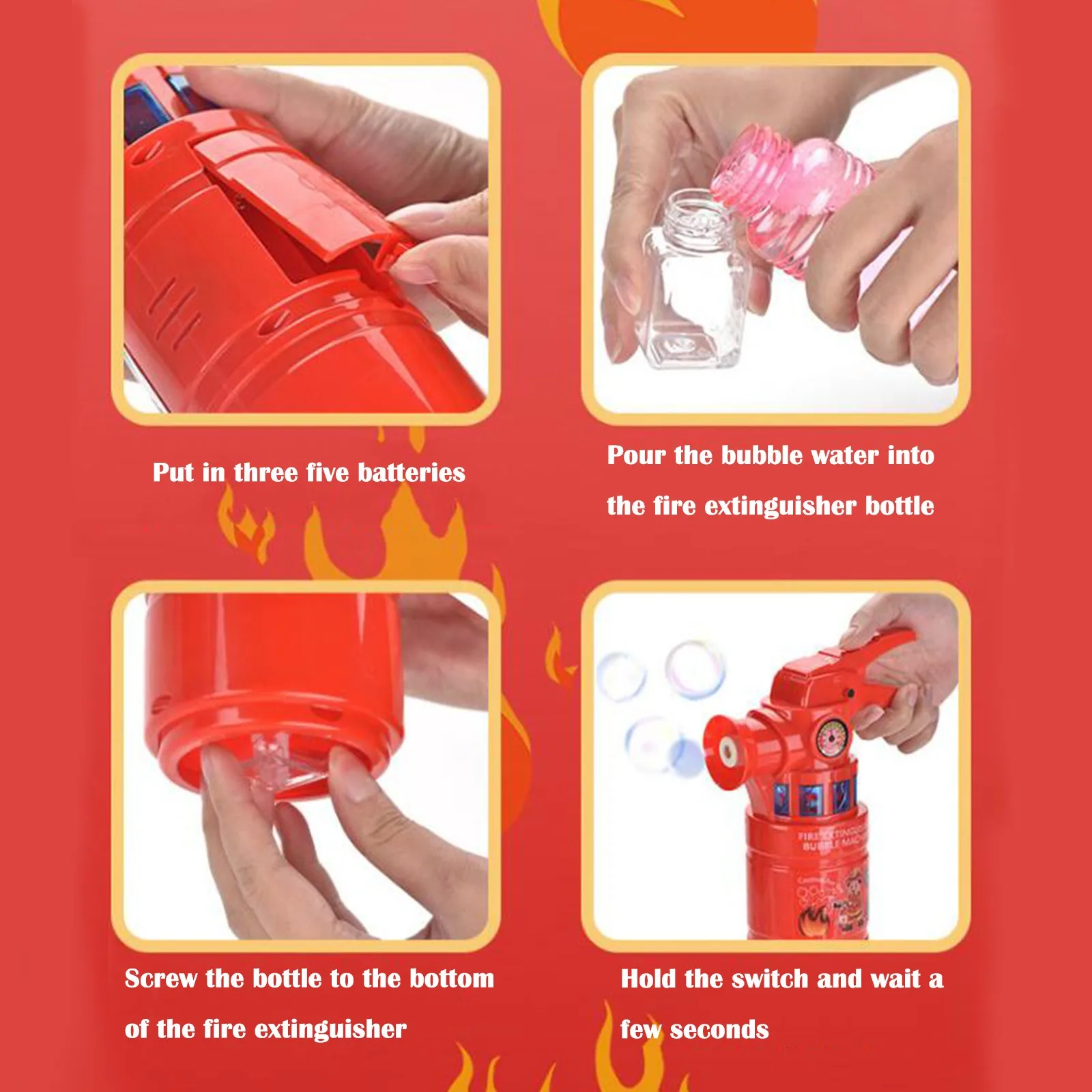 

Children's Light And Music Simulation Fire Extinguisher Bubble Machine Automatic Bubble Maker Outdoor Kids Child 100ml R5