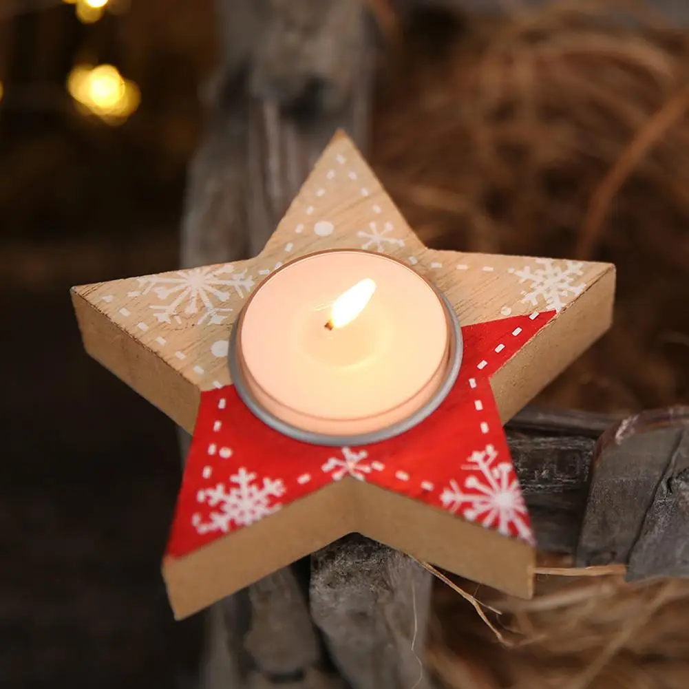 

Christmas Wooden Tree Star Heart Shape Table Candle Holder Wedding Party Decor