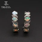 Женские серьги с эфиопским опалом 4 Х6 мм 4 карата TBJ, повседневные ювелирные украшения с овальной огранкой, в оправе из серебра 925 пробы