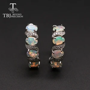 Женские серьги с эфиопским опалом 4 Х6 мм 4 карата TBJ, повседневные ювелирные украшения с овальной огранкой, в оправе из серебра 925 пробы