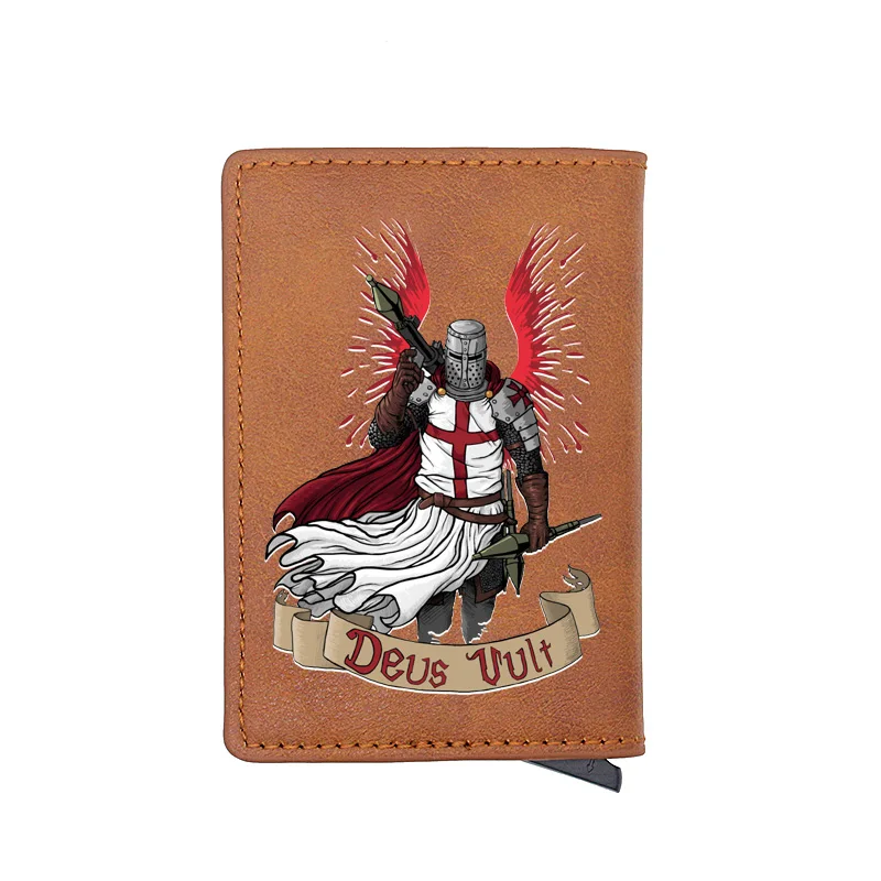 

Black Ancient Rome Knights Templar Digital Printing Card Holder Wallet Charm Men Women Leather RFID Aluminium Mini Purse
