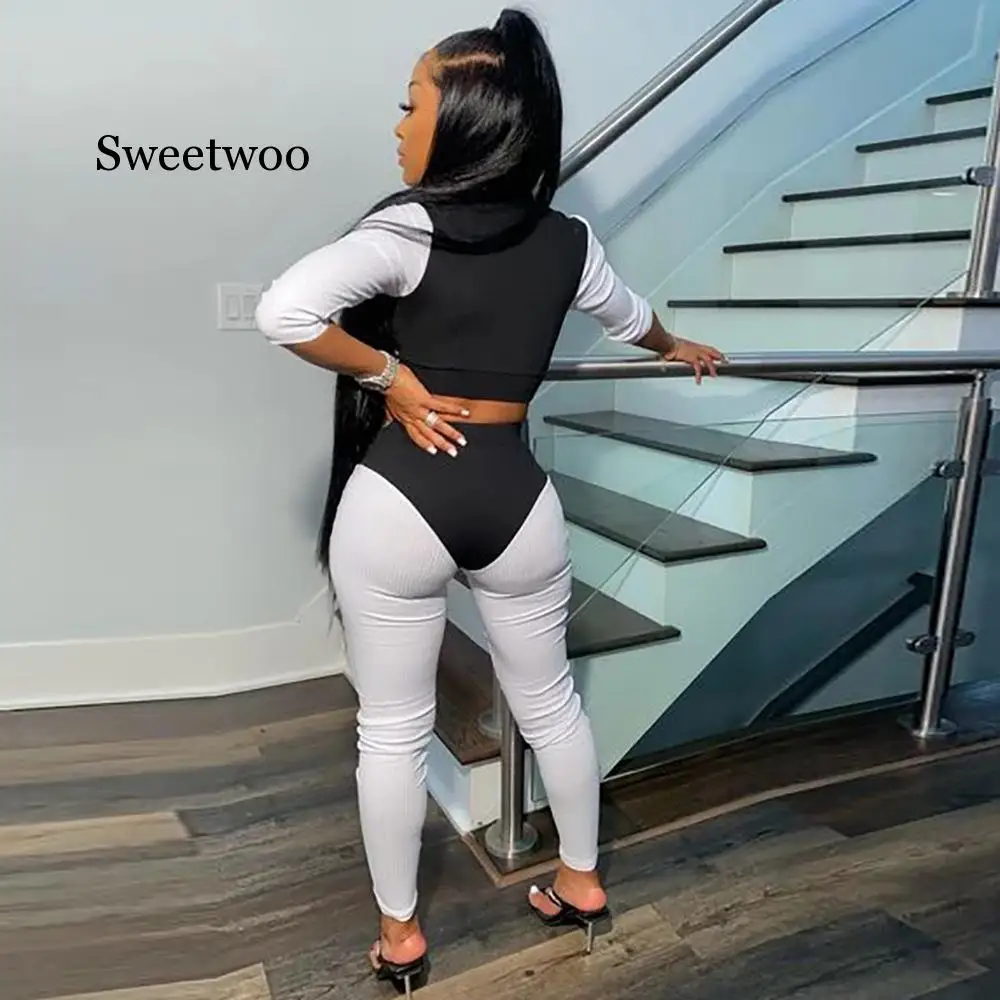 Новинка 2020 осенне весенний женский спортивный костюм SWEETWOO полосатый Спортивный