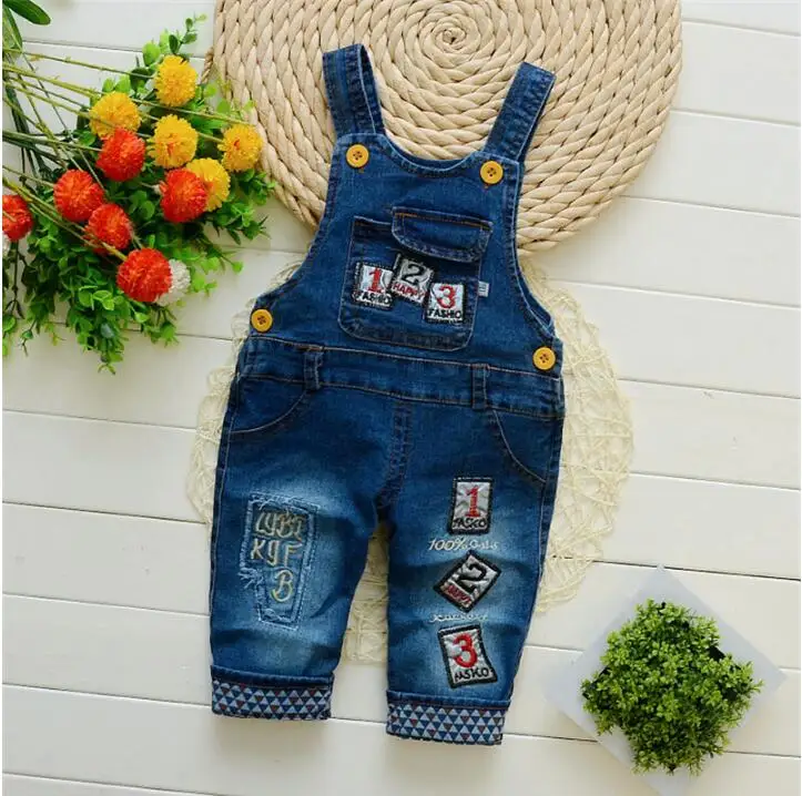 Детский джинсовый комбинезон BibiCola с рисунком на весну-осень | Мать и ребенок