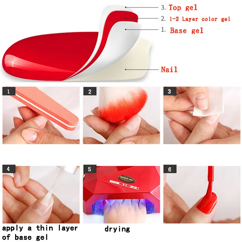Маникюрный набор для ногтей Удлинительный УФ-гель маникюрный 6 цветов Гель-лак