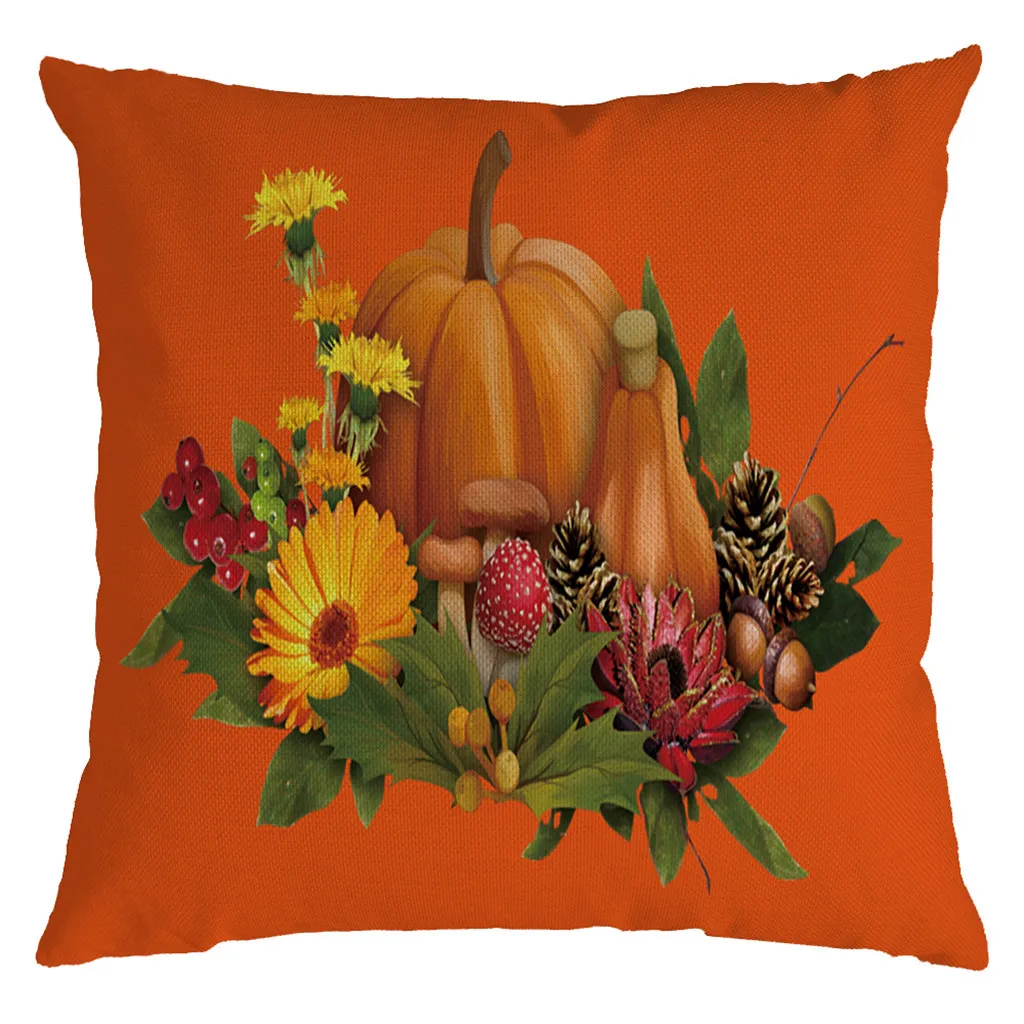 Gajjar Halloween Pumpkin Orange 45X45CM Cushion Cover Linen Farmhouse Decor Pillow Case Home Sofa Car Kussenhoes Cojines | Дом и сад