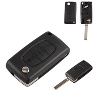 3 button fob remote car key shell uncut blade keyless entry transmitter auto key case for peugeot 107 207 307 407 308 407 607