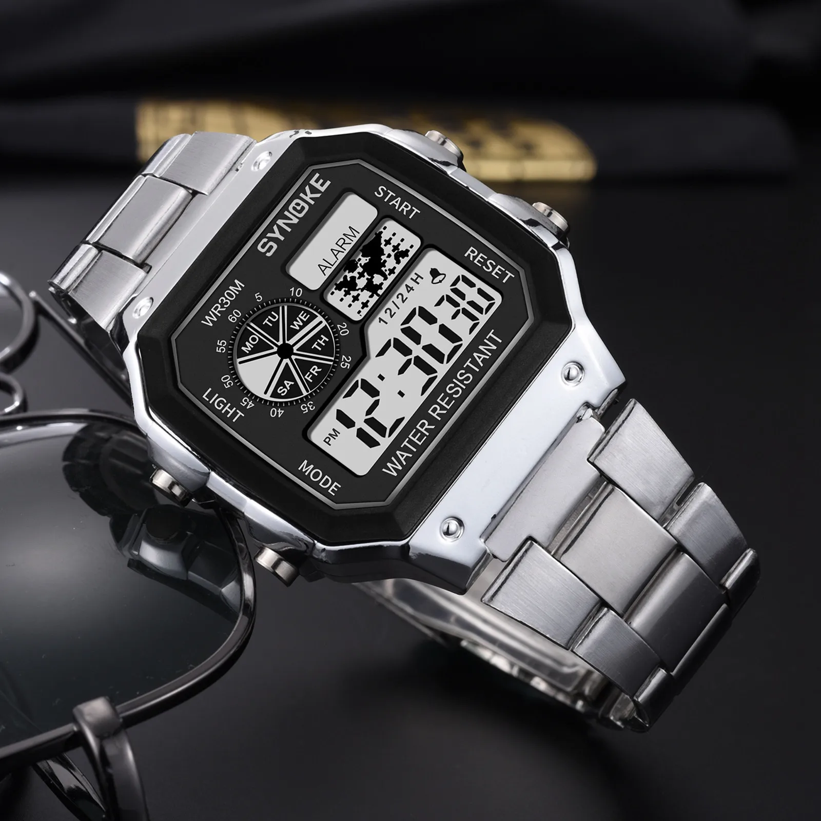 Часы для мужчин светящиеся электронные детские часы спортивные с квадратным