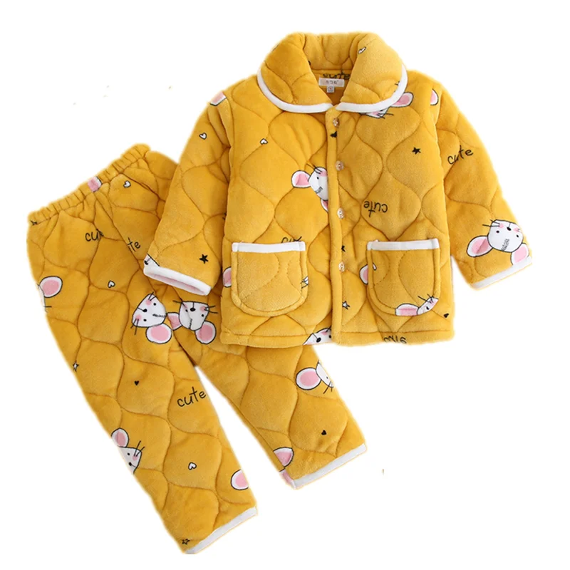 

Зимняя Пижама MudiPanda для девочек и мальчиков, Детская Пижама Ifantil, фланелевая плотная теплая домашняя одежда для сна в виде фруктов и животных