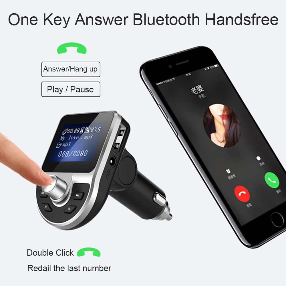 JINSERTA Handsfree автомобильный Bluetooth fm-передатчик модулятор AUX вход/выход воспроизведение музыки 3.1A двойной USB зарядное устройство с TF/U диск Play