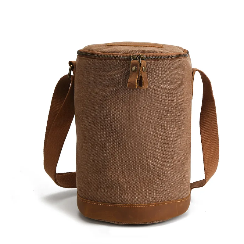 Сумка мужская холщовая из цилиндрической кожи | Багаж и сумки