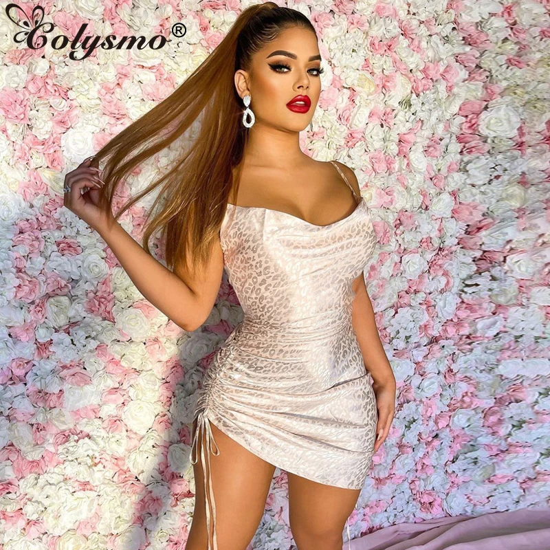 

Платье женское на тонких бретелях, с леопардовым принтом, на завязках, с открытой спиной, на молнии