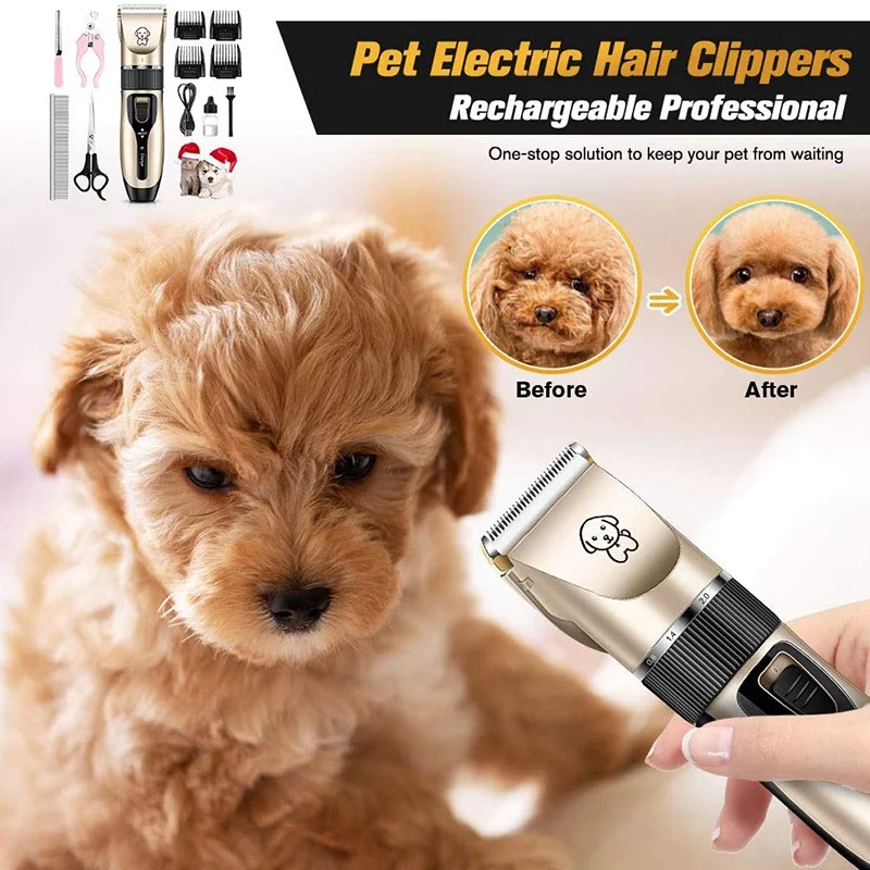

Dog Grooming Clippers, Professional 5-In-1 Rechargeable Dog Hair Clippers Kit Perfect for Small Medium Dogs & Cat