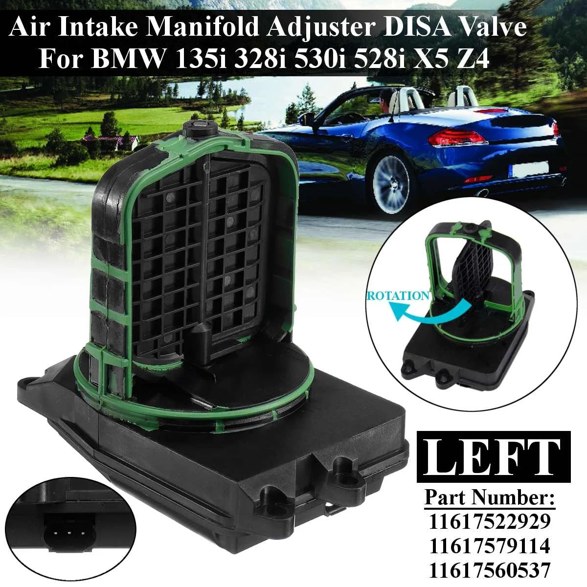 

Right Left Side Air Intake Manifold Flap Adjuster Unit Disa Valve for BMW 135i 328i 530i 528i X5 Z4 11617522928