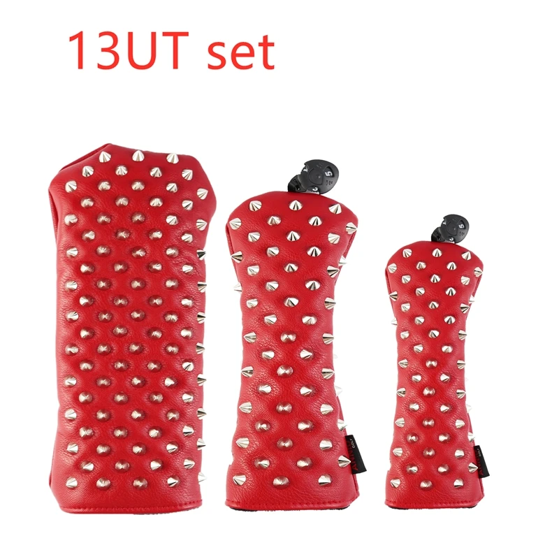 NRC Golf Head Covers Hybrid Woods Putter Чехлы для клюшек для гольфа красные синие заклепки - Цвет: RED 13UT