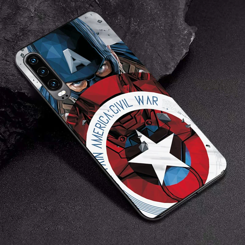 TPUBLK636 Чехол captain america для huawei P30 Lite P10 Lite, черный ТПУ для huawei P30 P20 Pro P8 P9 Lite, чехол для huawei P30 Pro, чехол - Цвет: TPUBLK636