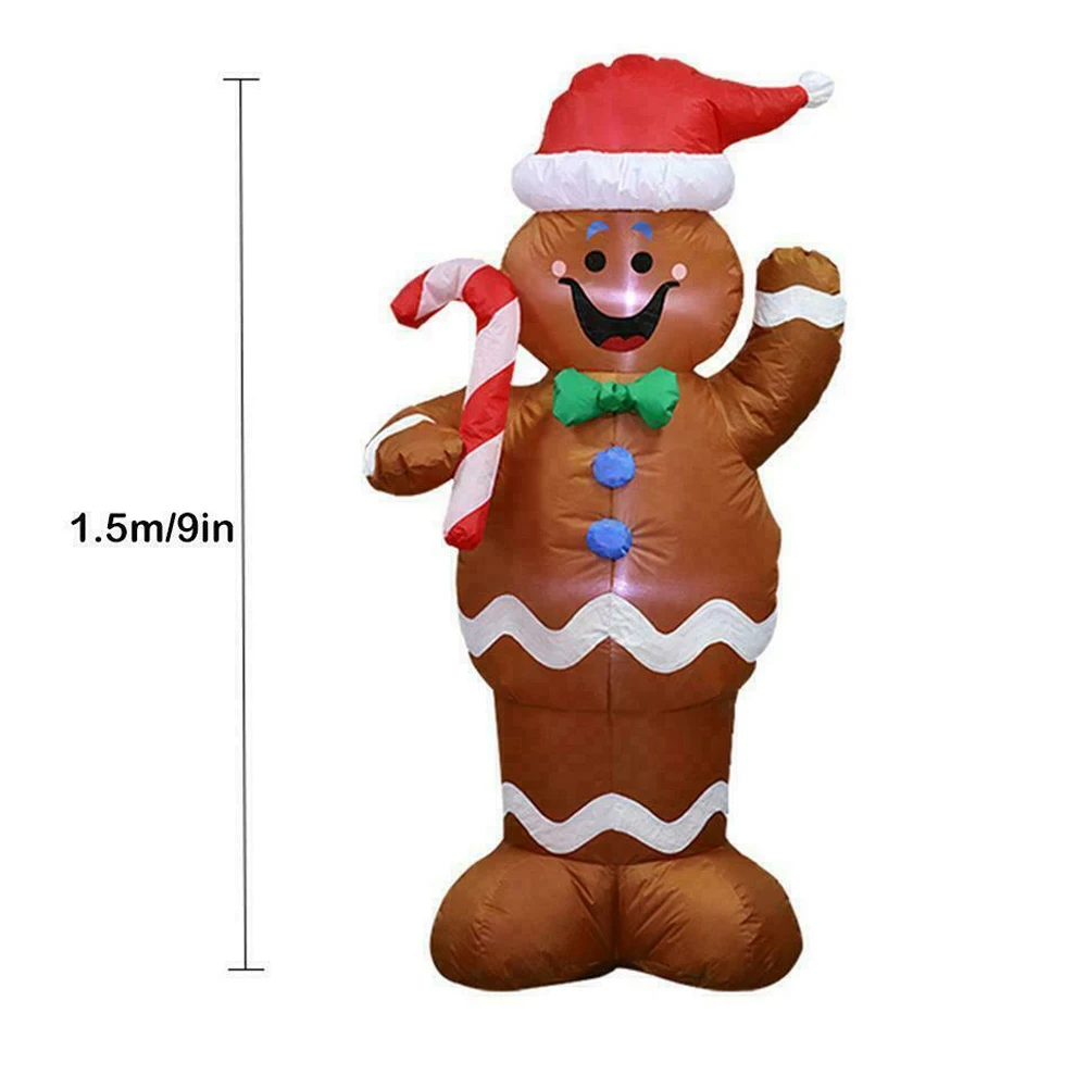 5 футов Рождественский надувной Санта Клаус имбирь снег человек держать конфеты