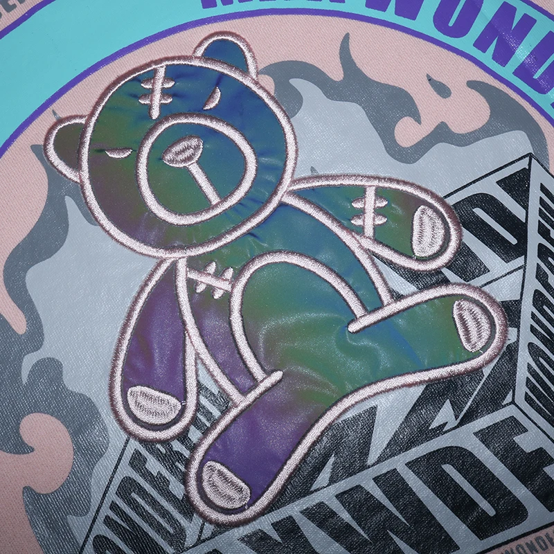 

Hip Hop Mens 2020 Streetwear Hoodies Embroidery Bear Reflective Sweatshirt Cotton Casual 2020 Autumn Hooded Pullover Hipster