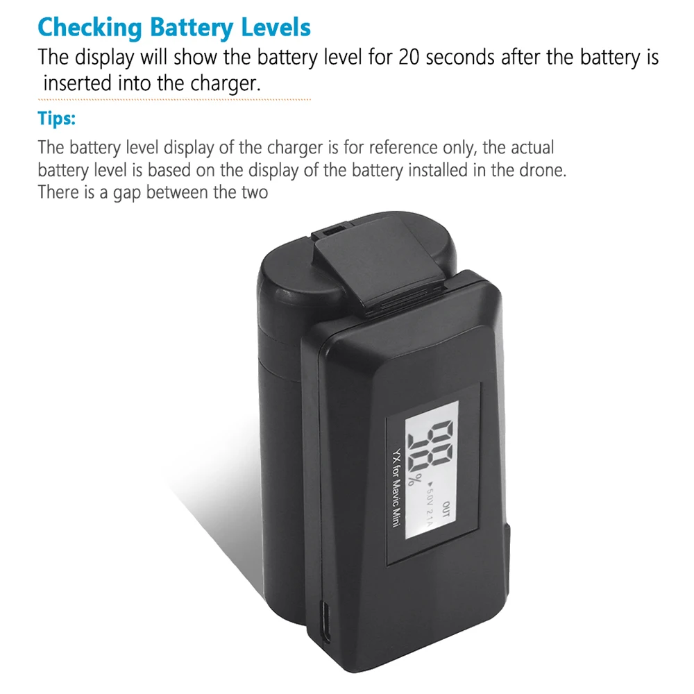 Зарядное устройство с цифровым дисплеем для Mavic Mini зарядное аккумуляторов