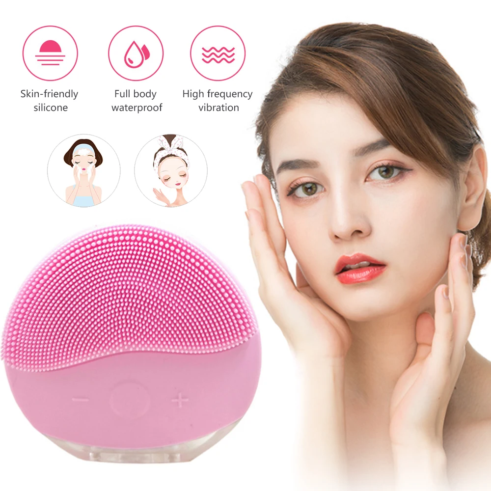 Vibration Cleaner Ultrasonic Electric Facial Brush Rechargeable USB Cleansing Silicone Massage Smart Sonic Face | Красота и здоровье