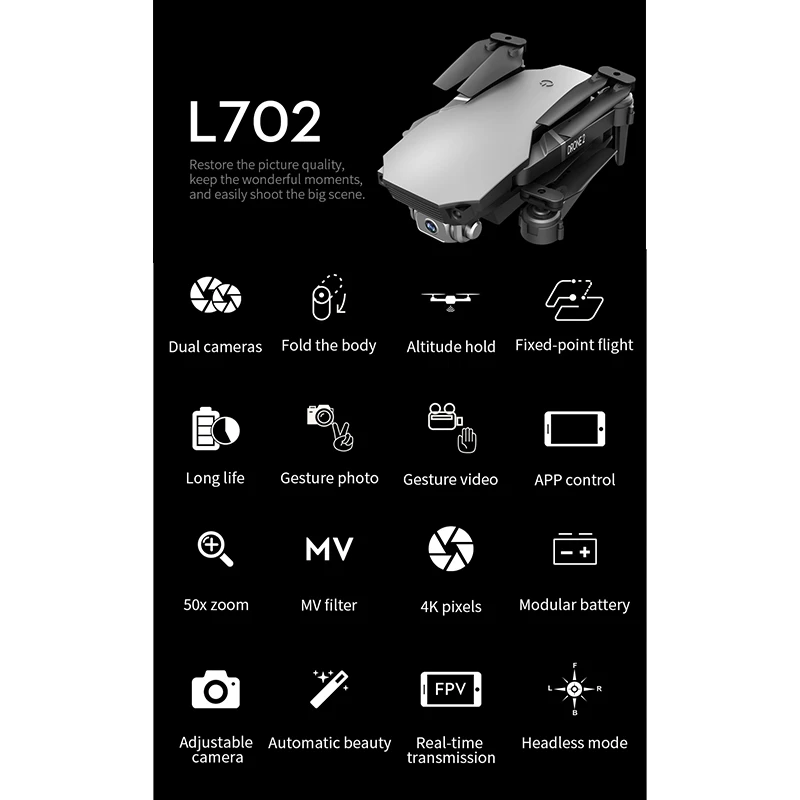 

RC Drone with 4K HD Dual Camera Drone 2.4G WIFI FPV Drone Height Hold Mode RC Quadcopter Drone